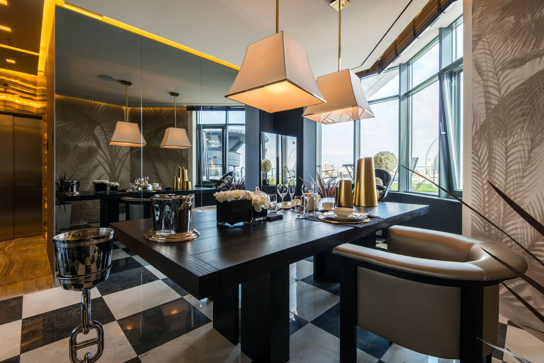 In a tall room, let one oversized shade do everything